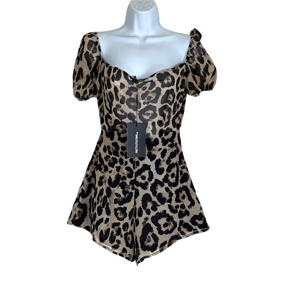 Pretty Little Thing Romper Black Animal Cheetah Leopard Print - Picture 1 of 11